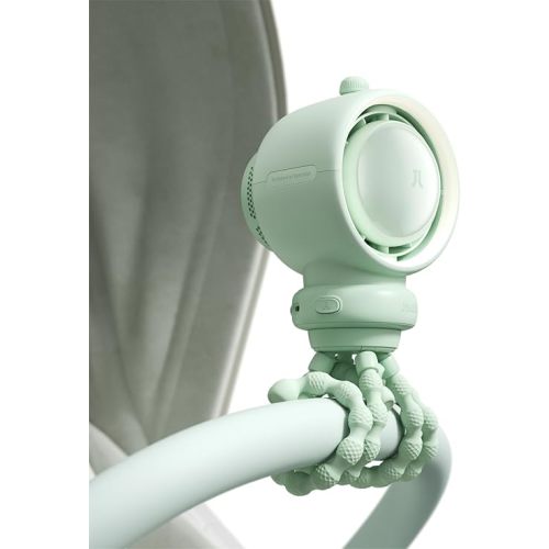JISULIFE Baby Stroller Fan Portable, Small Battery Operated Fan, Car Seat Fan with 100 Speeds, Air Purify and Air Enhance Tech, Bladeless, Food-Grade Gifts Fan for Outdoor, Treadmill, Golf - Green
