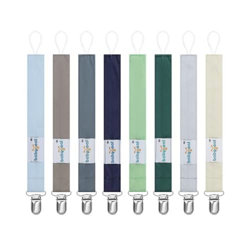 babygoal Baby Neutral Pacifier Clips, 8 Pack Binky Paci Holder Clip for Babies Boys and Girls Fits Most Pacifiers and Binkies