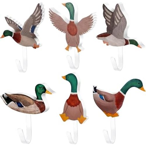 Junkin 6 Pcs Mallard Duck Nursery Decor Cute Hooks Wall Decor for Baby