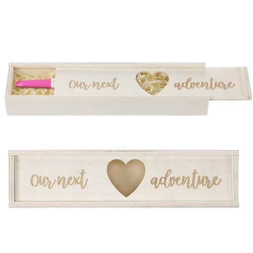 Barydat Pregnancy Test Gifts Box Keepsake Box Pregnancy Announcement for Husband Wooden Baby Reveal Announcements Surprise Ideas Test Holder Baby Souvenir Gifts for Dad Grandma Grandparents(White)