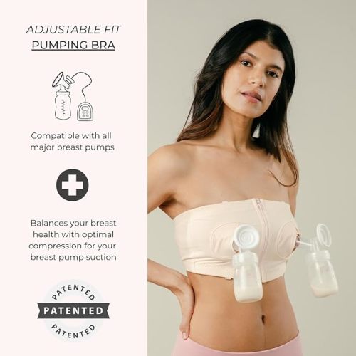 Hands-Free Pumping Bra - Comfortable, Adjustable, Customizable - Converts Nursing Bra or Maternity Bra to Breast Pump Bra
