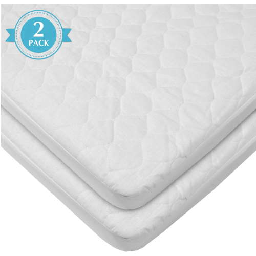 American Baby Company 2 Pack Waterproof Cradle/Bassinet Mattress Protector, Quilted Cotton Fitted Cradle/ Bassinet Mattress Pad Cover, White, 33" x 15"