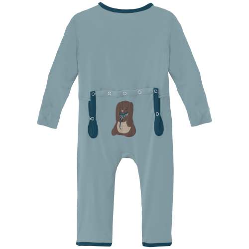 Applique Coverall with 2 Way Zipper in Stormy Sea Velveteen