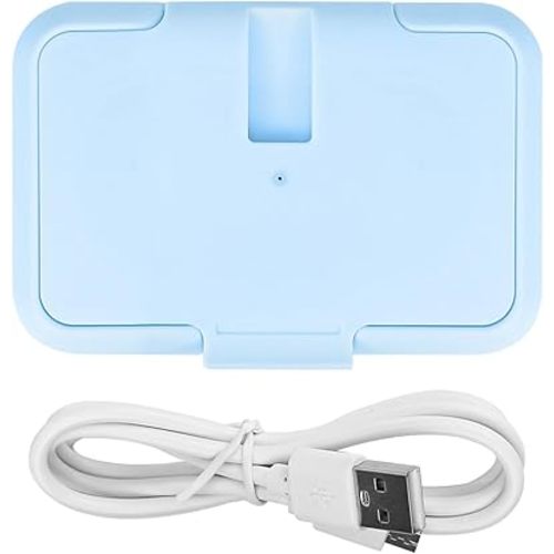Baby Wipes Warmer Portable Baby Wet Wipes Dispenser Fast Heating Wipes Warmer for Home Car Travel （Blue）