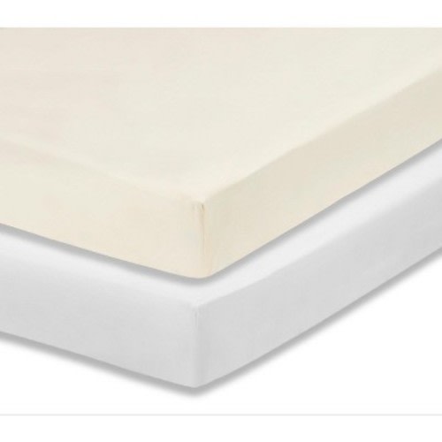 Everyday Kids 2-Pack Fitted Crib Sheets, Soft Microfiber, Fits 28"x52" Crib Mattress, Includes White and Beige Sheets for Nursery