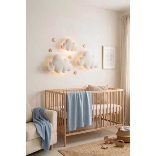 Cloud Wall Light Set, Nursery Moon Stars Decor, Baby Room Night Light