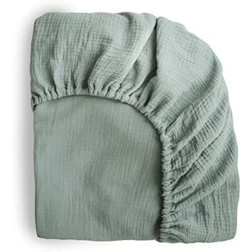 mushie Extra Soft Muslin Fitted Crib Sheet | 28"x 52" (Roman Green)