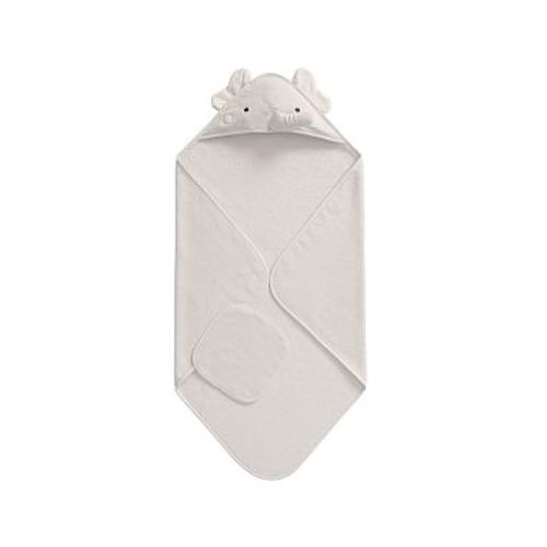 Super Soft Elephant Baby Hooded Towel & Washcloth Set , Gray