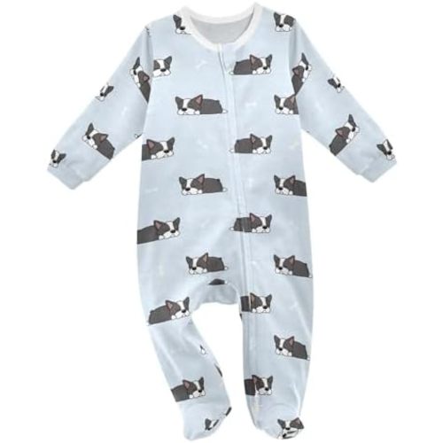 vvfelixl Exercises Doberman Dog Baby Sleepers For Girl Boys Newborn Baby Play One-Piece Footies For 0-24 Months White