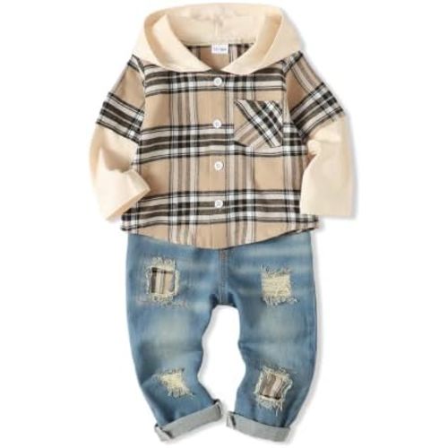 NZRVAWS Toddler Baby Boy Clothes Infant Outfit Boys Hoodie Sweatsuit Ripped Jean Fall Winter Little Boy Clothing 6M-7T