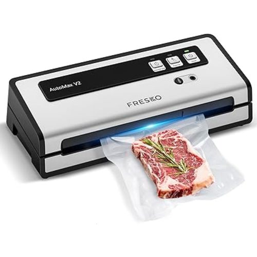 FRESKO Vacuum Sealer Machine with Automatic Bag Detection, 0.2-inch Widened Heating Strip, Compact Food Sealer, Easy to Use, Starter Kit