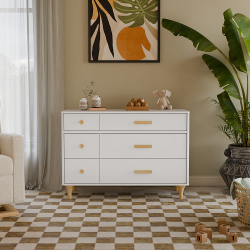 babyletto Lolly 6-Drawer Double Dresser - White / Natural
