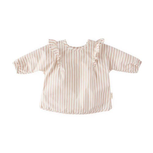 Water Repellent Ruffle Baby Smock - Stripes Away Rose Pink