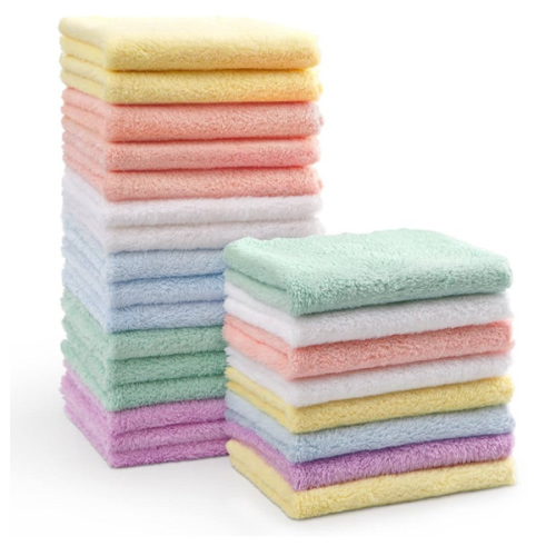 HOMEXCEL Baby Washcloths 24 Pack-Microfiber Coral Fleece Baby Bath Face Towel 7 x 9 Inch Extra Absorbent and Soft Burp Cloth and Wash Cloths for Newborn-Infants and Toddlers-Gentle On Sensitive Skin