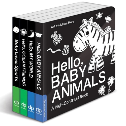 High Contrast Baby Book Set: 4 Board Books for Newborns