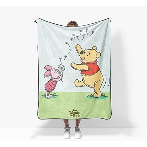 Jay Franco Kids Plush Throw Blanket – Soft & Cozy Fleece Throw for Bedroom & Couch Décor, Official Licensed Product, Multi - Winnie The Pooh, 40x50 - Travel Blanket
