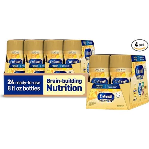 Enfamil NeuroPro Ready to Feed Baby Formula, Ready to Use, Brain and Immune Support with DHA, Iron and Prebiotics, Non-GMO, 8 Fl Oz, 6 count (Pack of 4), Total 24 bottles