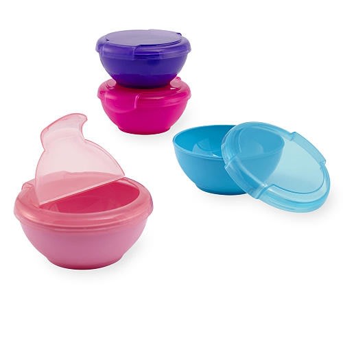 Babies R Us 4 Pack Travel Bowls with Lids - Girls
