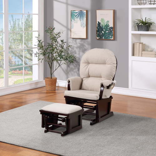 Suite Bebe Madison Baby Nursery Gliding Chair Set with Ottoman, Espresso/Latte