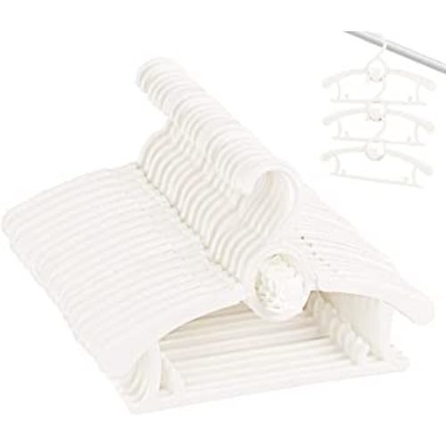 Baby Hangers for Closet 20pcs, HGYZE White Kids Clothes Hanger Plastic, 11-14" Adjustable Bulk Perchas for Newborn, Non-Slip Children Outfit Bear Hanger for Girl Boy Toddler Infant Nursery Clothing