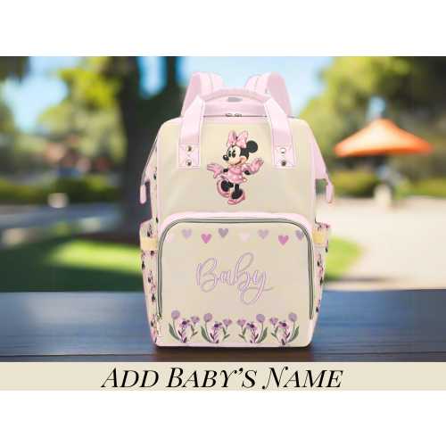 Diaper Bag Minnie Mouse Personalized Pink Custom Diaper Bag Backpack Baby Shower Gift Waterproof Mommy Bag Backpack Gifting Idea for New Mom