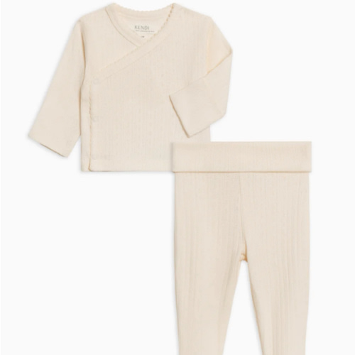 2-Piece Lacey Brushed Back Pointelle Kimono Top and Pant Set