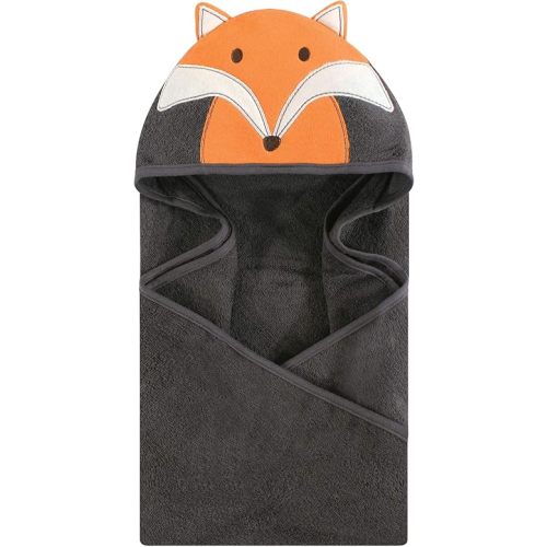 Hudson Baby Unisex Baby Cotton Animal Face Hooded Towel, Modern Fox, One Size