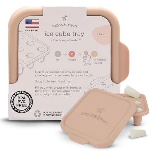 Moss and Fawn Ice Cube Tray - Forage Feeder Freezer & Teething Popsicle Mold for Breast Milk, Formula, Bone Broth, Purees, & Baby Food - BPA, Lead, & PVC-Free - Bloom