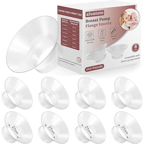 21mm Flange Inserts Compatible with Momcozy Wearable Breast Pump, 8PCS Softer Silicone Flange Insert Kit for 24mm Shield of Most Pumps, Breastfeeding Essentials Pumping Replacement Parts Accessories