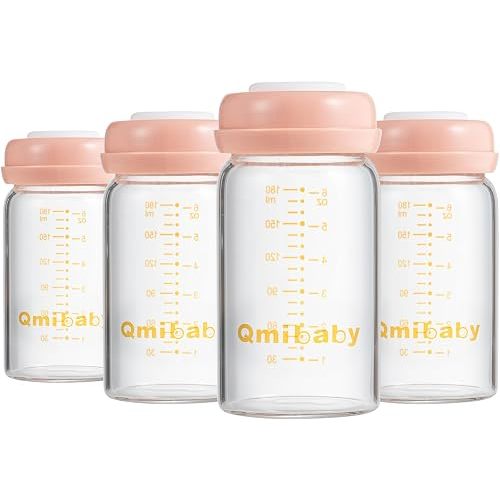 Breastmilk Storage Bottle Wide Weak 6 oz 180 ml BPA Free Breast Milk Container for Fridge Leak-Proof Baby Bottle for Breastmilk Storage Breastfeeding Essential 4Packs Pink