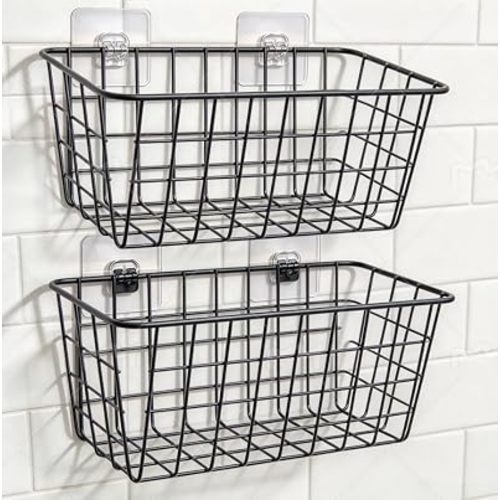 Hanging Bath Toy Storage Basket - 2 Pack Metal Bath Toy Holder with Hooks - Bathtub Toy Storage Organizer for Baby Bath Kids Shower Bathroom