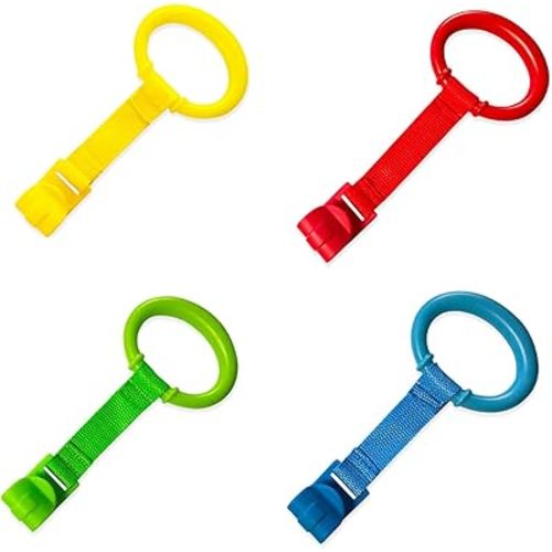 Baby Pull up Rings Playpen,Walking Exercises Assistant Stand Up Rings for Infant Toddler Baby Playpen 4 PCS
