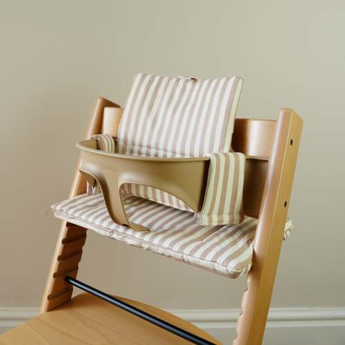 Wipeable Cushion Compatible with Stokke Tripp Trapp - Taupe Stripe