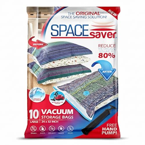 10 Pack Large Vacuum Storage Bags for Comforters, Blankets & Clothes – Vacuum Sealed Compression Bags with Hand Pump – Space Saver Storage Bags for Bedding, Moving, Travel & Organization