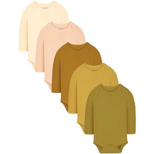 Baby Solid Bodysuit - Super Soft Rayon made from Bamboo - Short Sleeve Long Sleeve Newborn Infant Boy Girl - 5-Pack