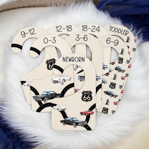 Classic Car Clothing Dividers, Classic Car Baby Clothing Divider, Wood Wardrobe Divider, Nursery Closet Divider, Classic Car Nursery T83