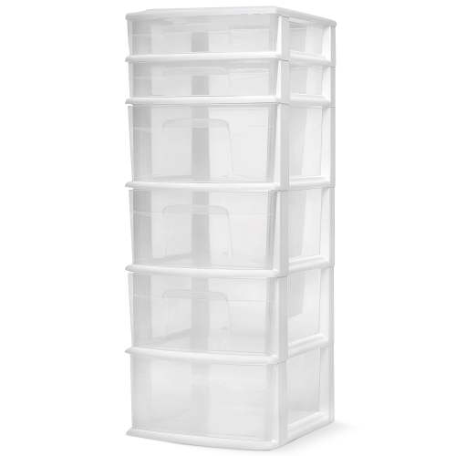 Homz 6 Drawer Plastic Storage Tower - Clear Drawers - Medium, Clear