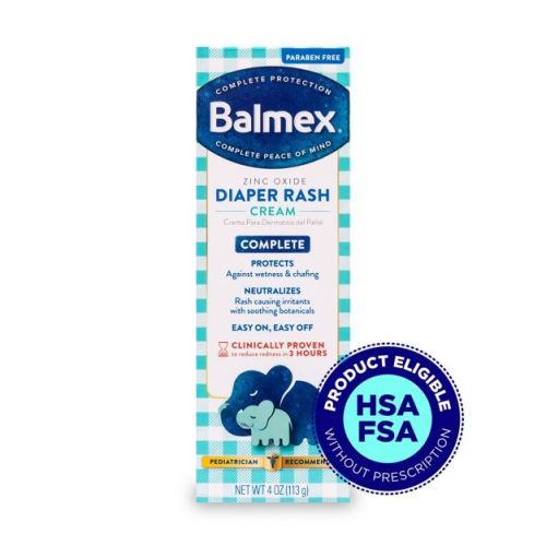 Balmex Complete Protection Diaper Rash Cream with Zinc Oxide Skin Protectant for Baby Skin Care, 4 oz