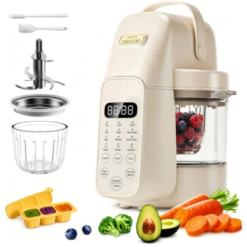 SosekiBaby Tutto Baby Food Maker, Glass Bowl & 316L Stainless Steel Blades | 9-IN-1 Baby Puree Blender, Steamer & Auto Clean | 3-Stage Texture & Auto Cooking | Water-Bath Steaming, BPA-Free