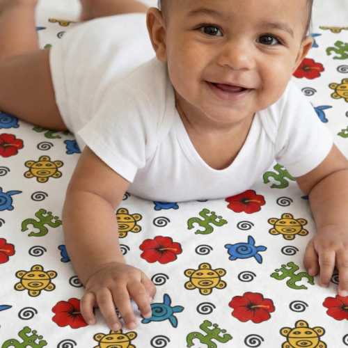Puerto Rican Baby Blanket, Coquí Frog Taíno Boricua Nursery Throw, Newborn Gift
