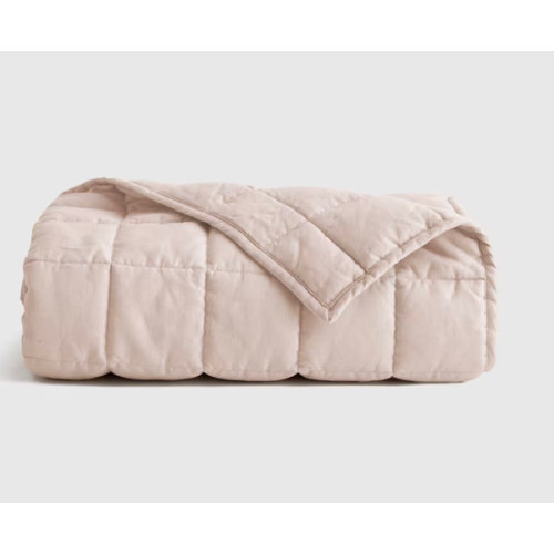 Linen Crib Quilt in Blush Pink