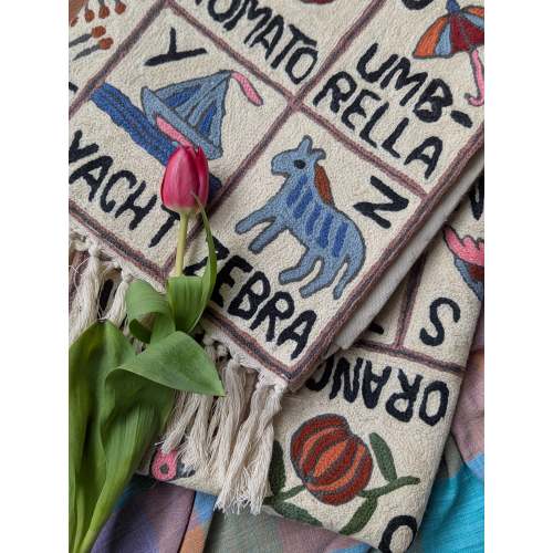 Tapestry Hand Crewel Embroidery ABC - 'Gulal' – The Kurma Collective