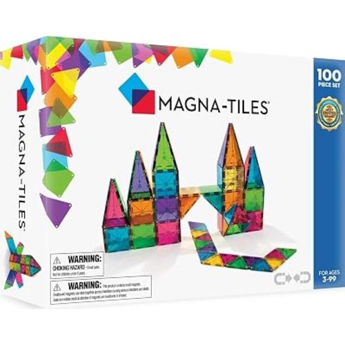 MAGNA-TILES Classic 100-Piece Magnetic Construction Set, The Original Magnetic Building Brand