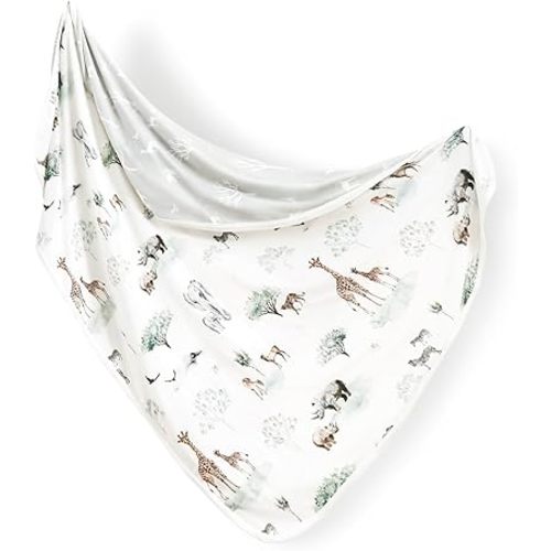 GRSSDER Baby Blankets Super Soft Stretchy Jersey Knit Swaddle Blanket for Baby Girls and Boys, Double Layer Reversible Receiving Blankets 34 x 44, Extra Large for Swaddling