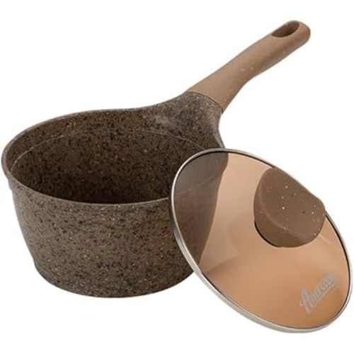 Amercook Alfita Baby Food Cooker, 7.09-inch brown, marble non-stick, suitable for induction cookers, ceramic stoves, gas stoves, electric stoves, and gas cooktops