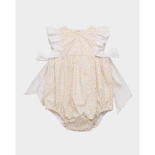 Girl's Lemon-Print Bubble Romper, Size 6M-24M