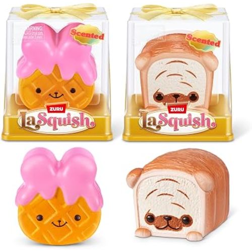 Series 1 (Waffle Bun Bun+Choco Pug) 2 Pack by ZURU Scented Kawaii Slow-Rise Squishy Toys Cute Characters Soft Squeezable Sweet Scents Sensory Play Girls Ages 3+