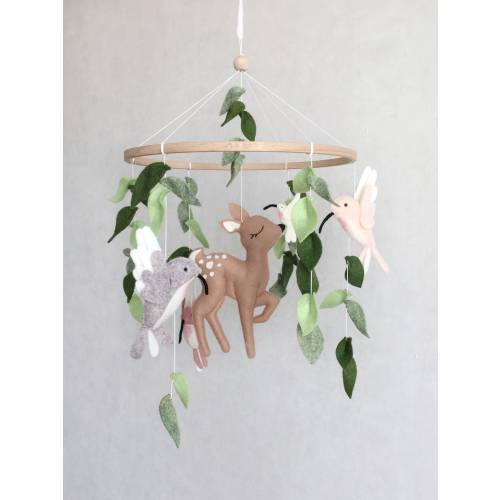 Hummingbirds Deer Mobile - Woodland Nursery - Greenery Baby Mobile - Deer Mobile - Bambi Mobile - Nursery Decor - Baby Shower Gift