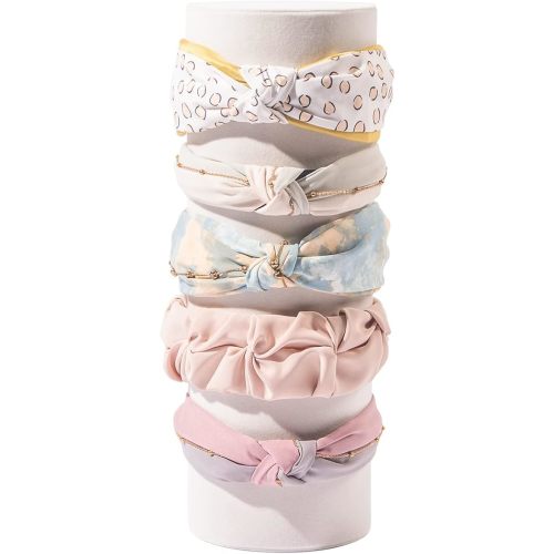 ByKen Headband Holder Organizer,Vertical Hairband Dislay Stand for Girls(Beige Velvet)
