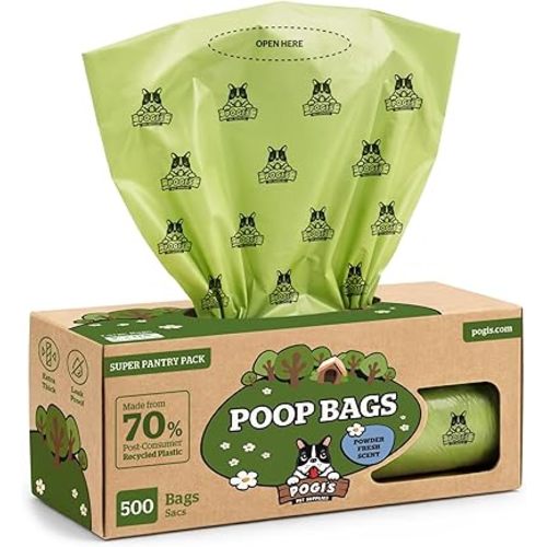 Pogi's Poop Bags – Large, Leak-Proof Dog Waste Bags for Yard or Home Use, Fresh Scent (Single Roll, 500-Count)